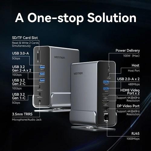 Мультифункциональная док-станция Vention USB Type C 15 в 1 Vention TPUH0 фото 5
