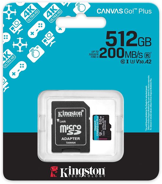 Флеш карта microSDXC 512GB Kingston SDCG4/512GB Canvas Go! Plus V10 A2 + adapter фото 3