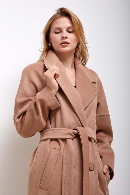 Женское демисезонное пальто двубортное Mmoda кэмл, арт.2223725-6 фото 5