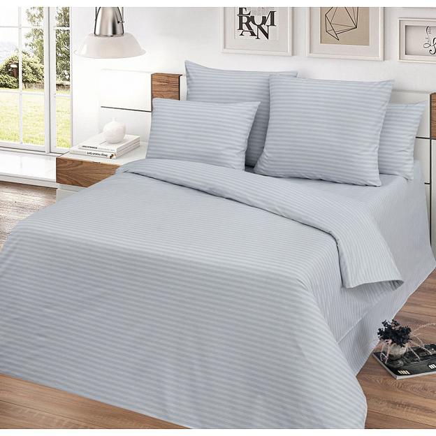 Постельное белье поплин  «Страйп серый» ОПТ фото 1