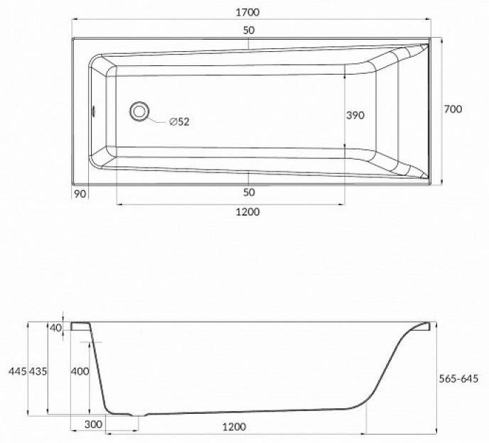 Ванна прямоугольная Cersanit Lorena 170x70 см акрил фото 3