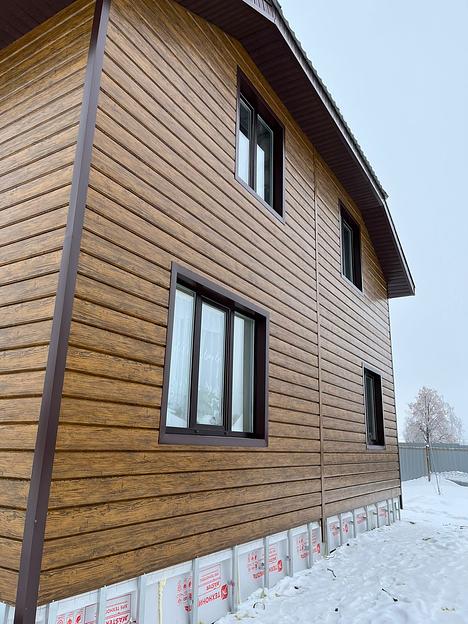 Металлический сайдинг «Евробрус с тиснением» цвет Printech CEDAR 3D фото 1