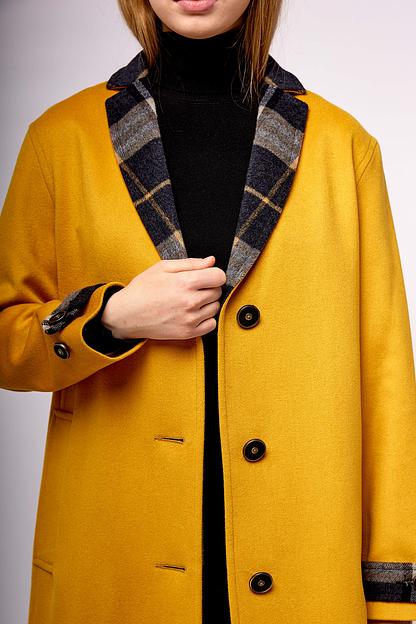 Женское демисезонное пальто деловое Mmoda жёлтый, арт.2224238-2 фото 3