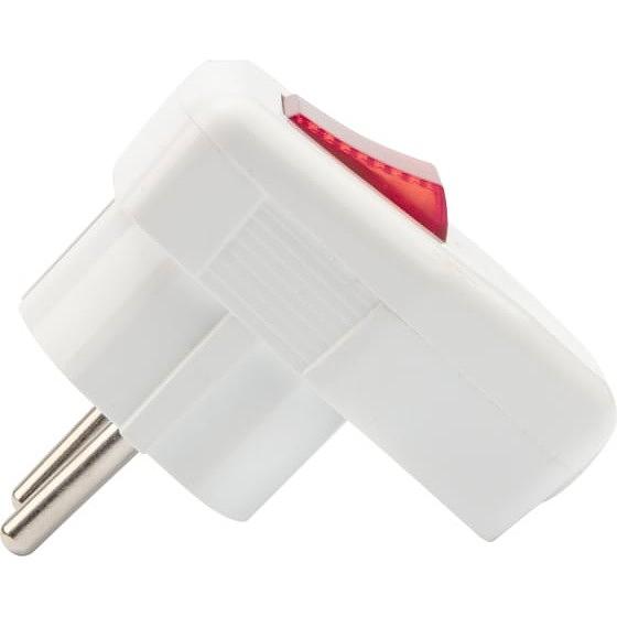 REXANT 16-0730 Вилка Евро угловая с з/к 16А белая с кнопкой фото 1