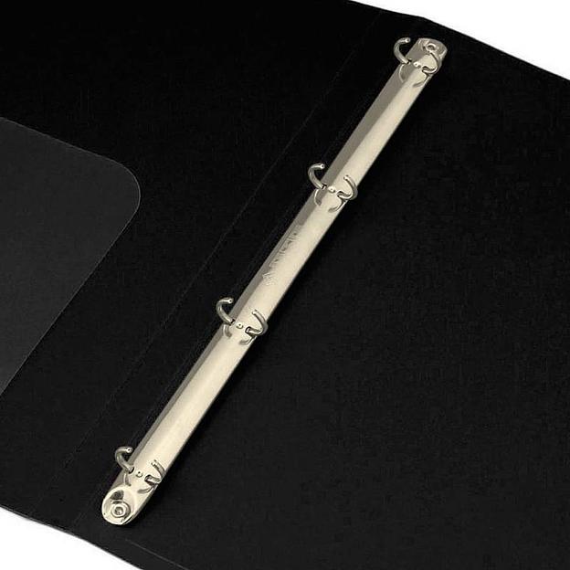 Папка на 4-х кольцах Бюрократ -0818/4RBLCK A4 пластик 0.7мм кор.18мм внутр. с вставкой черный фото 2