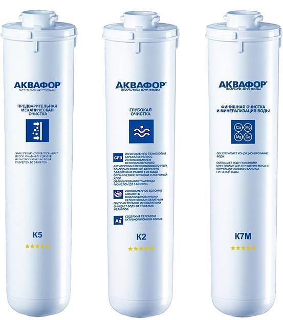 Картридж Аквафор К5-К2-К7М для проточных фильтров (упак.:3шт) фото 1