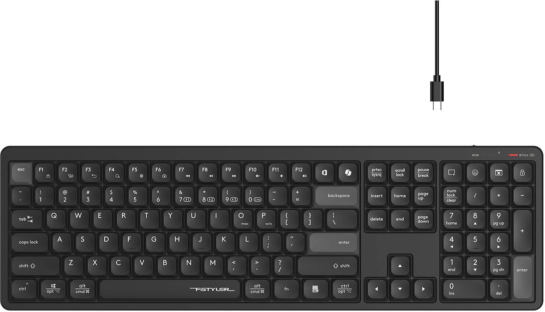 Клавиатура A4Tech Fstyler FBX55C черный USB беспроводная BT/Radio slim Multimedia (FBX55C) фото 2