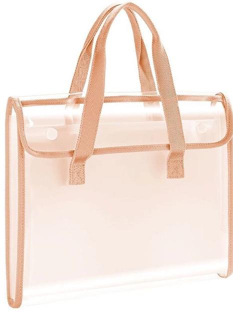 Папка-портфель Deli PM308RED на кнопке 7 отдел. A4 с окантовкой пвх прозрачный/красный фото 1