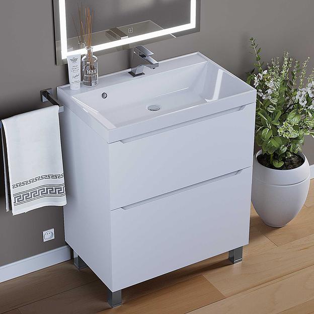Тумба под раковину для ванной Uperwood Tanos, 70 см, напольная, белая, 2 ящика фото 6