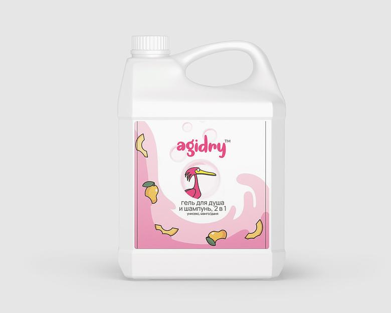 Гель для душа и шампунь 2 в 1 Agidry 5 л ОПТ фото 1