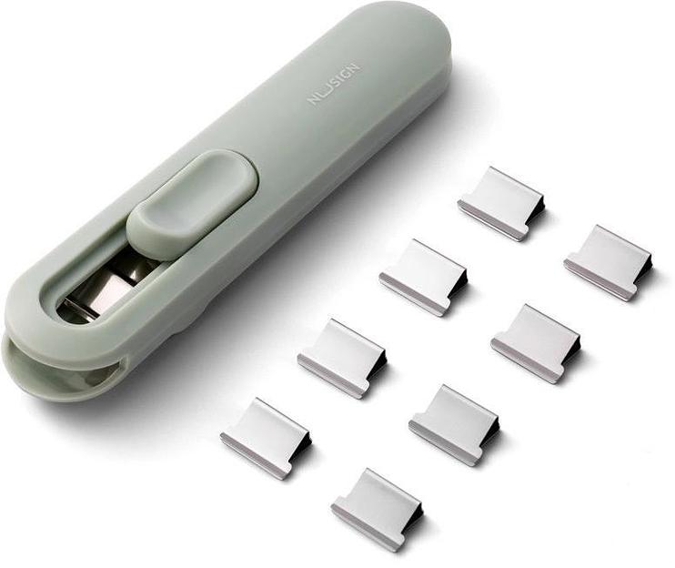 Клиппер-пистолет Deli NS085-B зажимы 16мм 8шт зеленый пластик фото 1