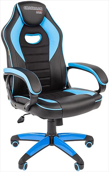 Офисное кресло Chairman game 16 Россия экопремиум черный/голубой (7024556) фото 1