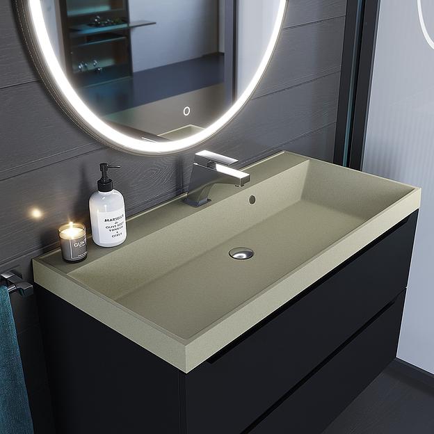 Раковина кварцевая для ванной Uperwood Classic Quartz 100 см, бежевая матовая, десерт фото 4