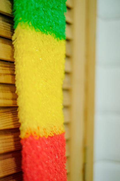 Мочалка вязаная из полипропиленовой нити (110 текс) «Светофор» 42х14 см, махра 15 мм ОПТ фото 3