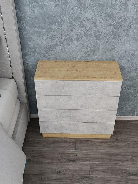 Комод Wood&Stone «Малави» дуб бунратти, цемент светлый 77.8×32.2×79.4 см фото 7