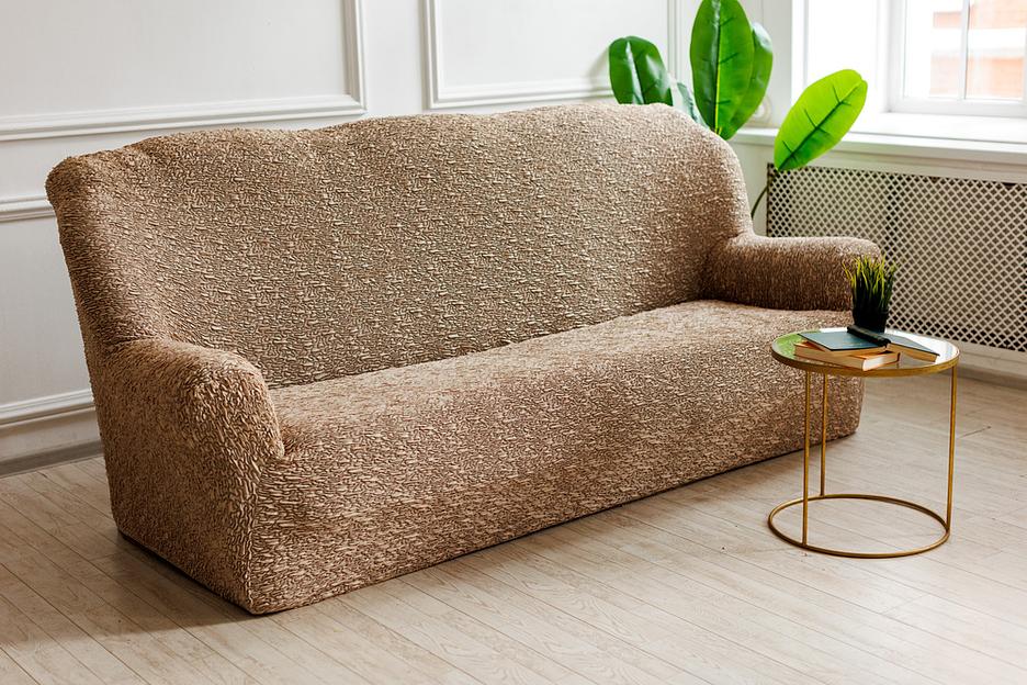 Чехол на трёхместный диван Чехлы&Пледы «Виктория» тёмная ваниль ОПТ фото 2