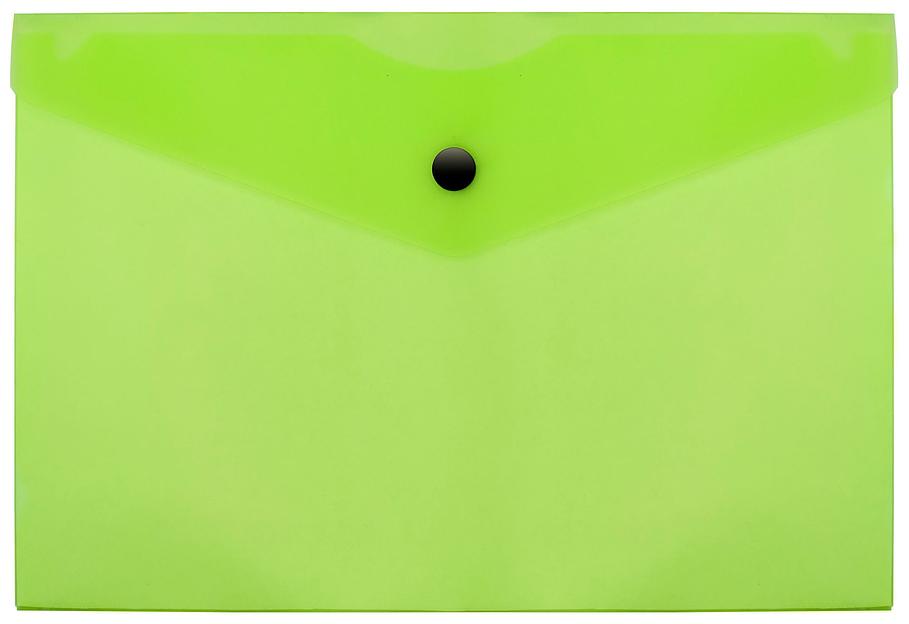 Конверт на кнопке Бюрократ Double Neon DNEPK804A5LETT A5 пластик 0.18мм салатовый фото 1