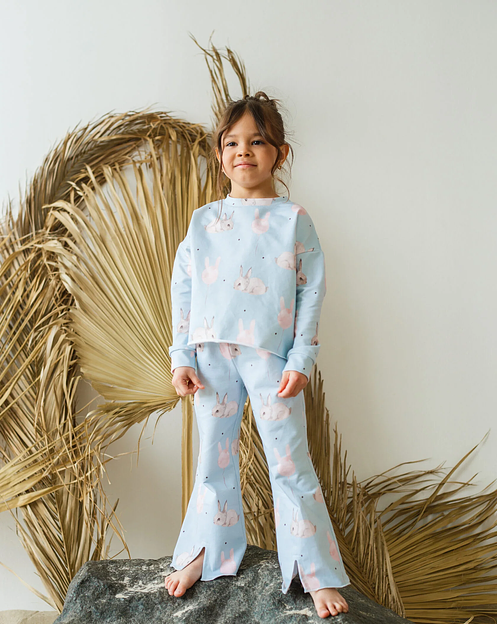 Брюки-клёш MINI DI «Моника» зайцы на голубом, арт.720/30 ОПТ фото 4