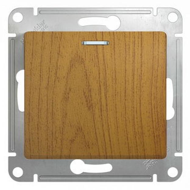 Systeme electric GSL000513 GLOSSA 1-клавишный ВЫКЛЮЧАТЕЛЬ с подсветкой, сх.1а, 10АХ, механизм, ДЕРЕВО ДУБ фото 1