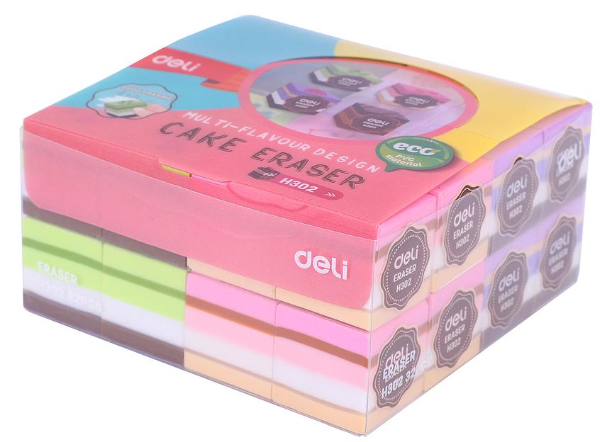 Ластик Deli EH302 прямоугольный 35x35x35мм ассорти индивидуальная картонная упаковка фото 2