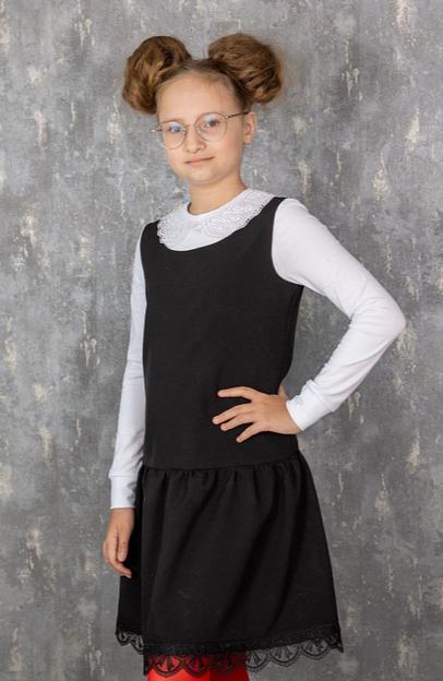 Школьный сарафан Энди для девочек, чёрный, 5-932_1, опт фото 3