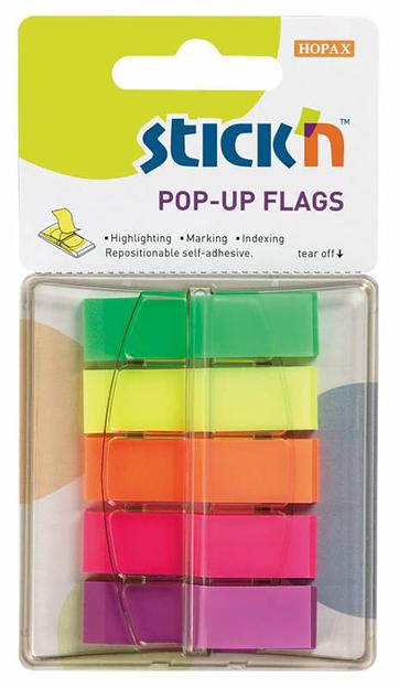Закладки самокл. индексы пластиковые Stick`n 26002 12x45мм 5цв.в упак. 40лист Z-сложение блистер фото 1
