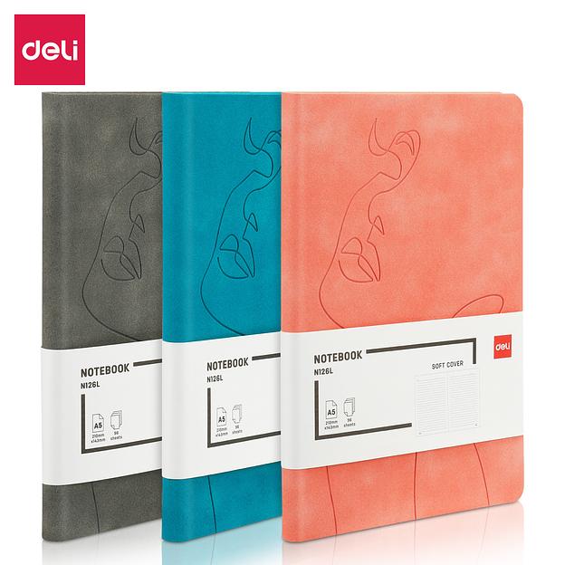 Блокнот Deli EN126LGREEN A5 210х143мм искусст. кожа 96л линейка мягкая обложка бирюзовый фото 9