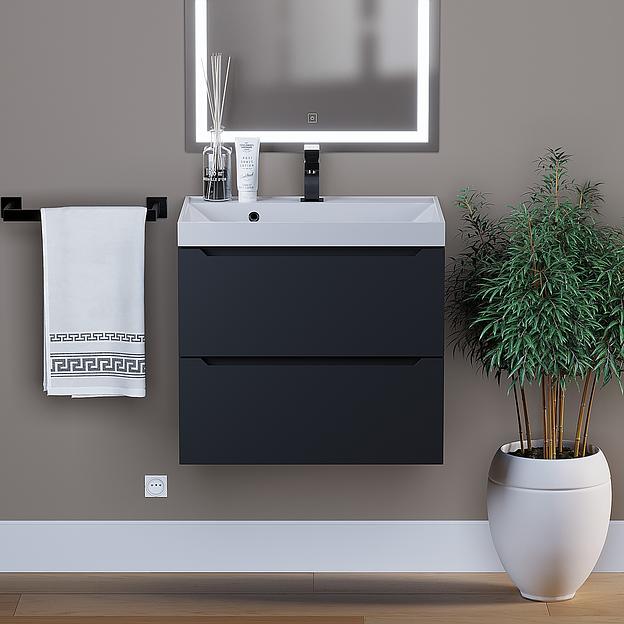 Тумба под раковину для ванной Uperwood Tanos 60 см, подвесная, черная матовая фото 1