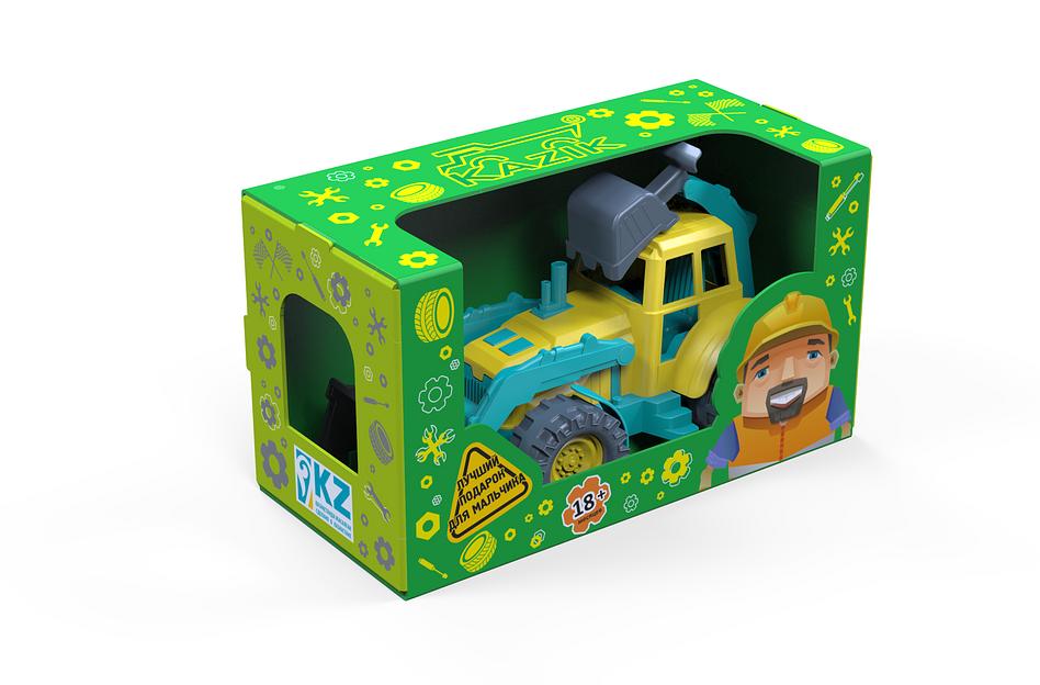 Трактор полной комплектации 28 см (серо-желтый) в коробке ОПТ фото 2