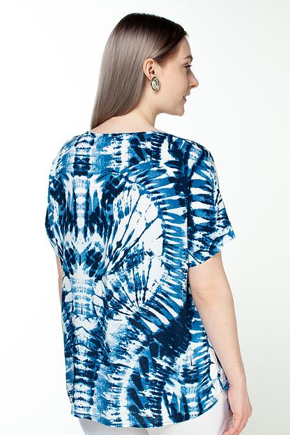 Туника штапель  4103/06/Белый, синий фото 3