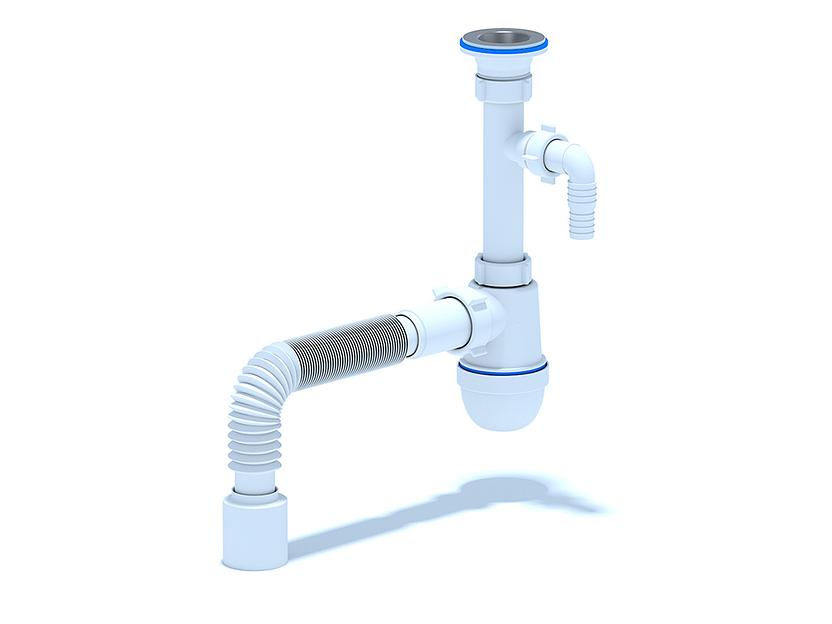 Сифон для умывальника АНИ Грот 1 1/4'X40 с отводом для стиральной машины с гибкой трубой 40х50 фото 1