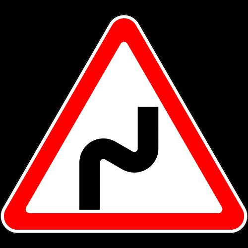 Знак 1.12.1 Опасные повороты с первым поворотом направо фото 1