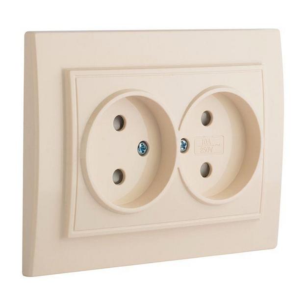 EKF ERR10-102-200 Розетка 2-мест. СП б/з 10А бежевый с защ. штор. Минск EKF фото 2