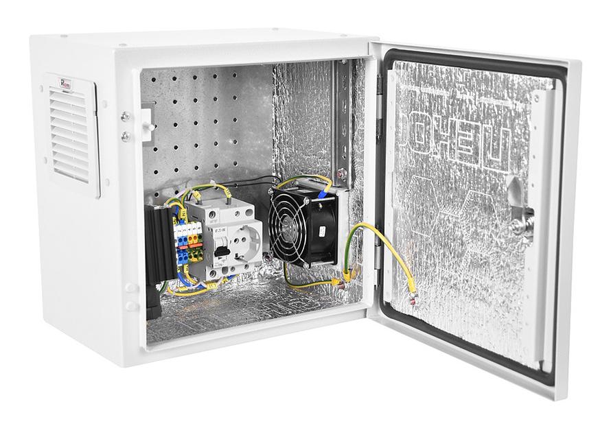 Шкаф серверный ЦМО Эконом (ШТВ-НЭ-6.6.3-3ААА-Т2) настенный 13U 600x300мм пер.дв.стал.лист задн.дв.спл.стал.лист несъемн.бок.пан. серый 270мм 27кг 600мм IP66 уличный всепогодный с нагревателем с силовыми розетками 100Вт фото 4