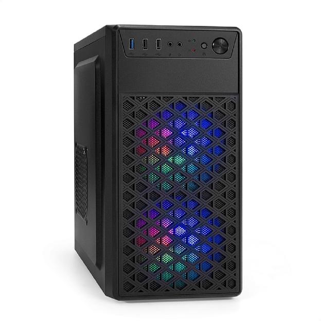 Exegate EX296979RUS Корпус Minitower ExeGate mEVO-7803 (mATX, без БП, 2*USB+1*USB3.0, HD аудио, черный, 2 вент. 12см с RGB подсветкой) фото 1