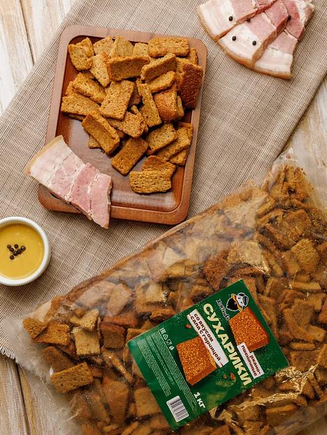Сухарики ржано-пшеничные сало с горчицей 1 кг, опт фото 1