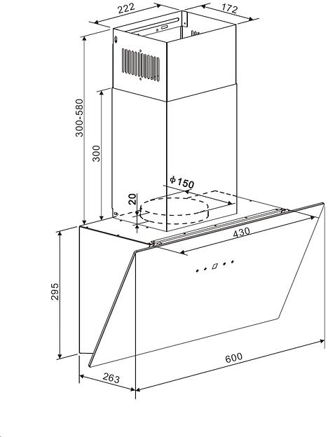 Вытяжка каминная Weissgauff Zibal 60 черный управление: сенсорное (1 мотор) фото 8