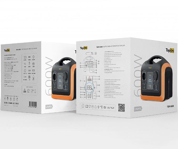 Электростанция портативная TopON TOP-X600 186000mAh 10A QC3.0/PD3.0 3xUSB черный/оранжевый (103257) фото 5