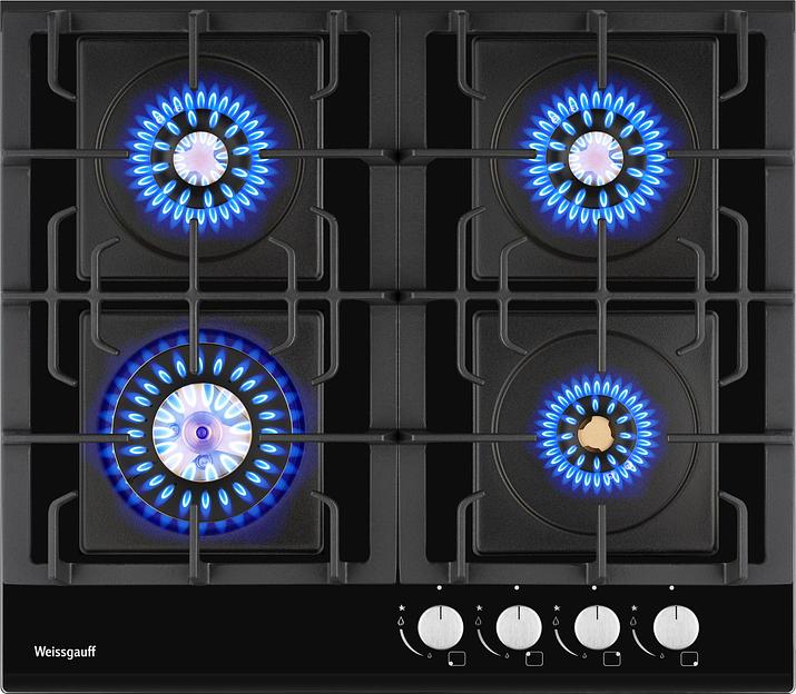 Газовая варочная поверхность Weissgauff HGG 6445 BL Volcano Burner черный фото 2