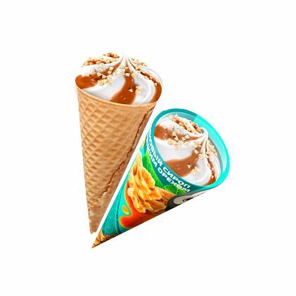 Мороженое 33 пингвина «Кленовый сироп с грецким орехом» в рожке 70 г, опт фото 1
