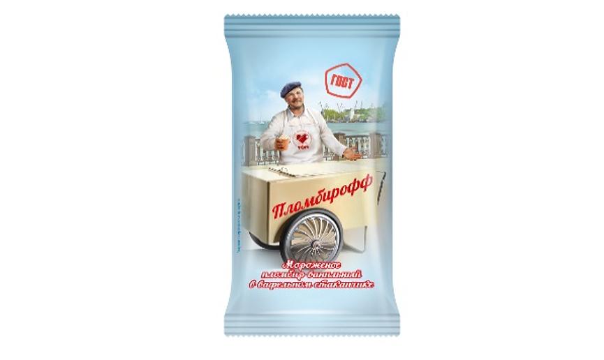 Мороженое в вафельном стаканчике Пломбирофф «Ванильное» 70 г ОПТ фото 1