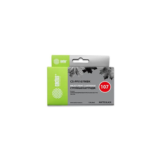 Картридж Cactus CS-PFI107MBK, PFI-107 MBK, черный матовый / CS-PFI107MBK фото 1