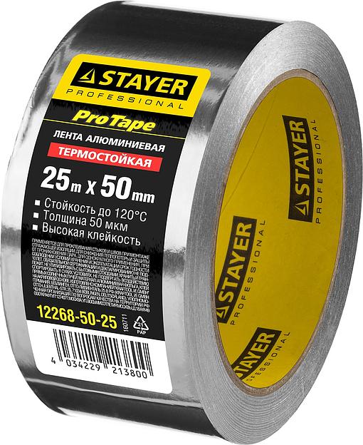 STAYER ProTape, 50 мм, 25 м, до 120 °С, самоклеящаяся алюминиевая лента, Professional (12268-50-25) фото 3
