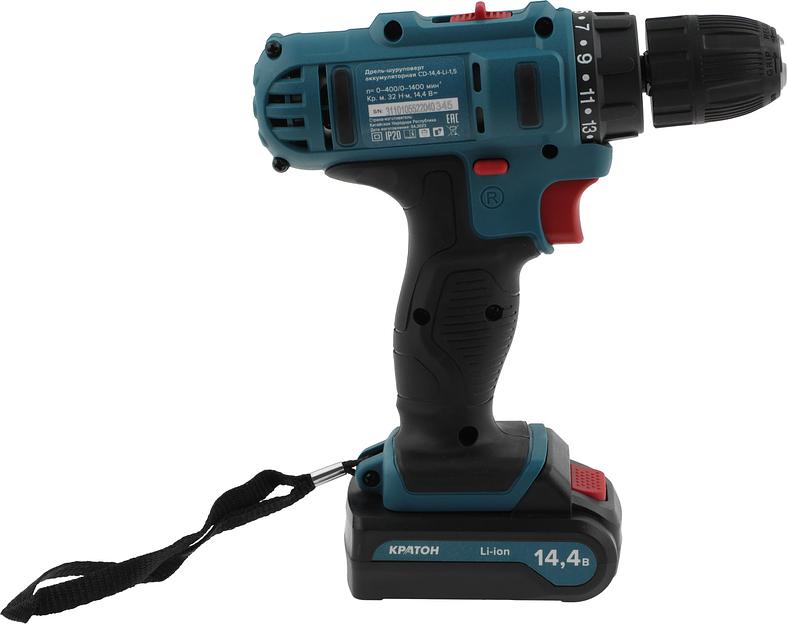 Дрель-шуруповерт Кратон CD-14,4-Li-1,5 аккум. патрон:быстрозажимной (3 11 01 055) фото 3