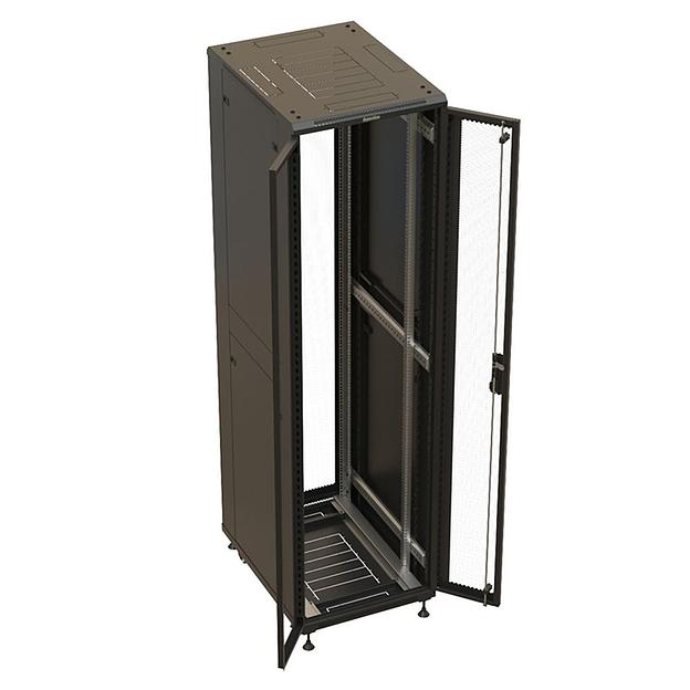 Шкаф Hyperline TTBR-4762-DD-RAL9004 Шкаф напольный 19-дюймовый, 47U, 2277x600х1200 мм (ВхШхГ), передняя и задняя распашные перфорированные двери (75%), ручка с замком, цвет черный (RAL 9004)(разобранн фото 3