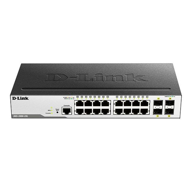 Коммутатор D-Link DGS-3000-20L/B1A 16G 4SFP управляемый фото 2
