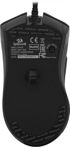 Мышь проводная Redragon Cypher 72075, черный, 12800 dpi, USB, кнопки - 7 фото 6