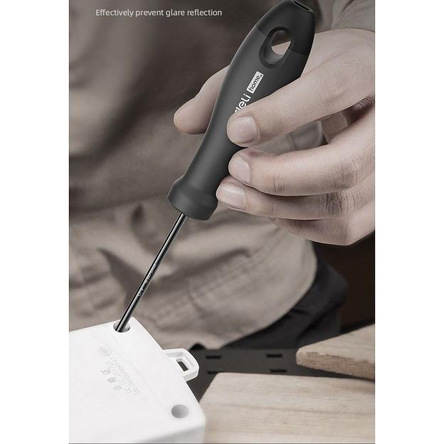 Крестовая отвертка "Home Series Black" Deli HT1205 PH1x100мм Эксклюзивный дизайн, рукоятка из высококачественного софттач пластика фото 8