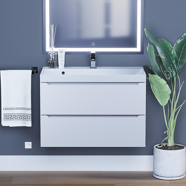 Тумба под раковину для ванной Uperwood Tanos 80 см, подвесная, белая матовая фото 1