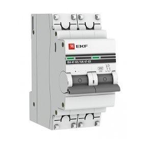EKF mcb4763-2-01D-pro Автоматический выключатель 2P 1А (D) 4,5kA ВА 47-63 EKF PROxima фото 1